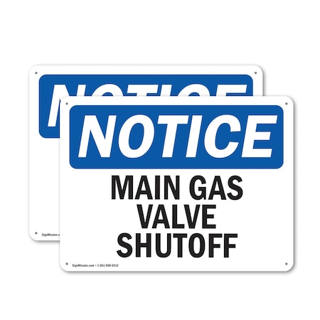 Signmission Main Gas Valve Shutoff, 10 in W x Rectangle, Plastic OS-2PACK-NS-P-710-L-14088